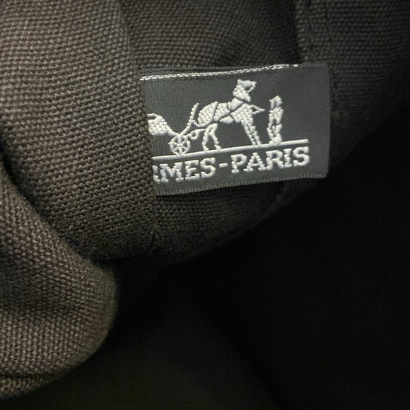 HERMÈS Canvas Fourre Tout Bag Cotton Canvas Tote Bag Black Gray - Picture 12 of 12